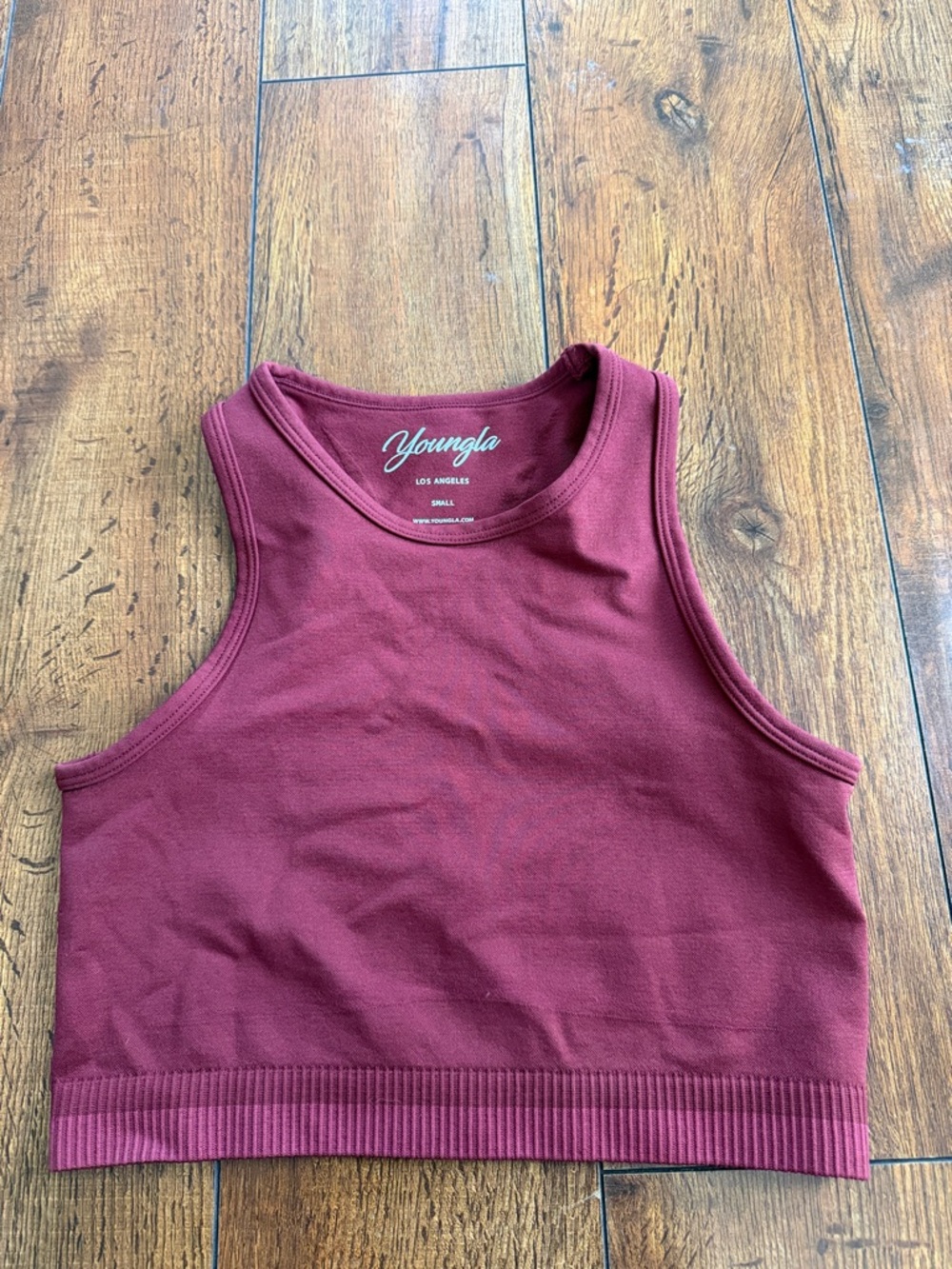 YoungLA Burgundy Ribbed Cropped Tank